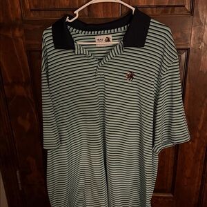 1920 Collection Black and Green Striped Polo Shirt